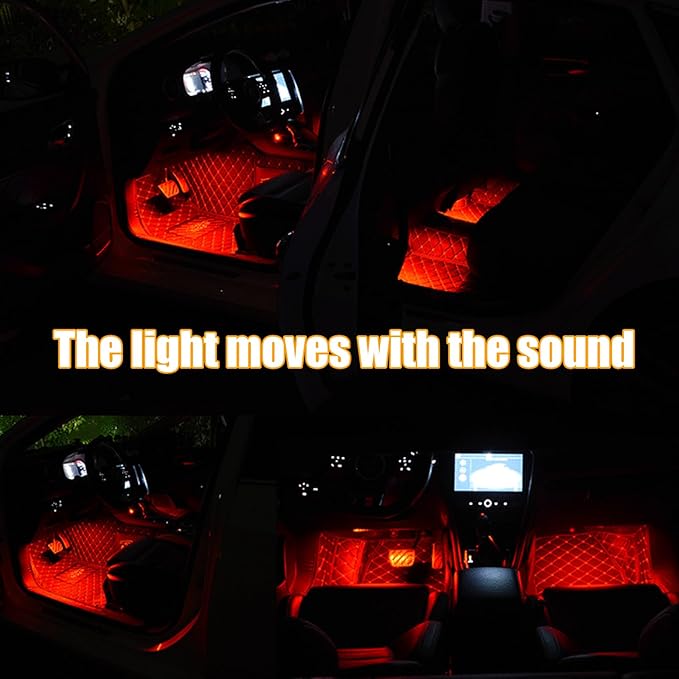 Car Led Interior Lights, RGB 72 LED Multicolor Auto Strip Light with Sound Active Function and Remote Control, Under Dash Smart Lighting Kit with Charger, Car Accessories (Cigarette Lighter)