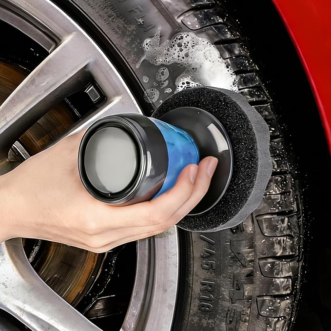 Tire Shine Applicator with 2 Heavier-Duty Detachable Foam Applicator Pads for Car Cleaning and Fine Polishing Reusable Tire Dressing Applicator for Car Truck SUV Motorcycle