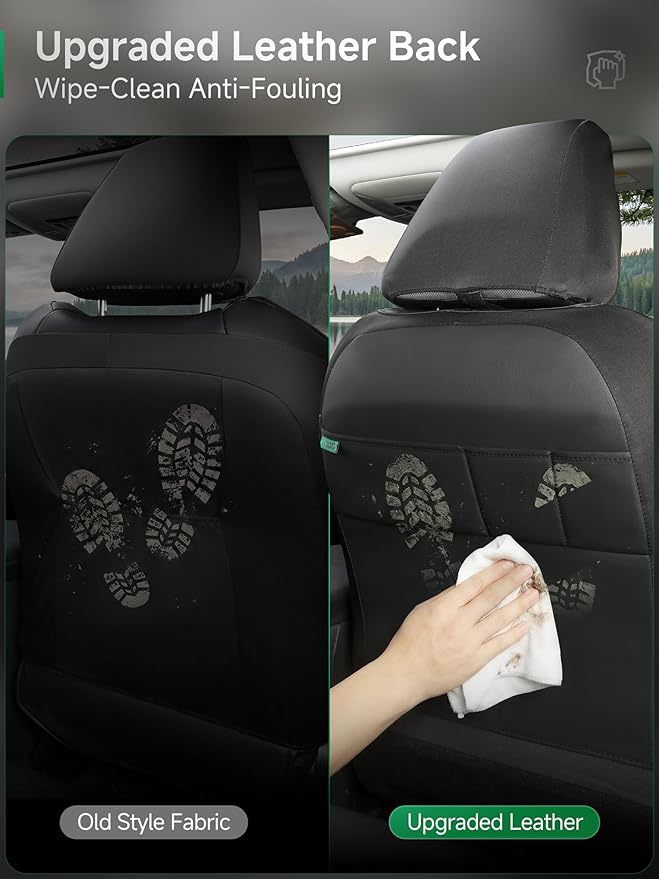 GIANT PANDA Air Cool Mesh Car Seat Cover Custom Fit Nissan Rogue Altima Sentra Versa Kicks Frontier Murano,Breathable Cooling Seat Protector with Leather Back Pannel(Black)