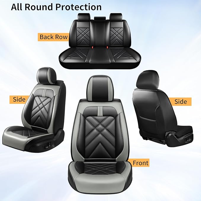 CX-3 Car Seat Covers Fit for Mazda CX-3 2016-2021, Full Coverage Premium Leather Waterproof Breathable Seat Covers, Automotive Seat Protectors, Airbag Compatible(Full Set Seats, Black Gray)