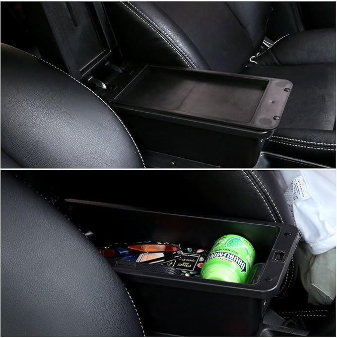AULPHIKE Compatible with Nissan Note Armrest E-Power Car Center Console Organizer Armrests Double Layer Storage with 3 USB(Black)