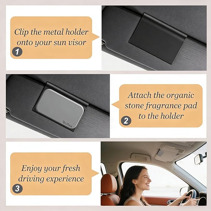 Car Air Freshener - Stone Air Freshener - Car Odor Eliminator - Long Lasting Scent - Car Scent - VISOR CLIP INCLUDED (Open Air)