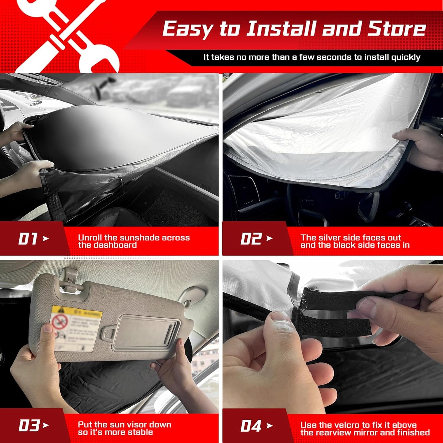 ARISMOTOR Windshield Sun Shade for Ni-ssan Kicks 2018-2024, Custom Fit Foldable Front Window Sunshade Sun Visor Protector, Block UV Rays Keep Your Car Cooler