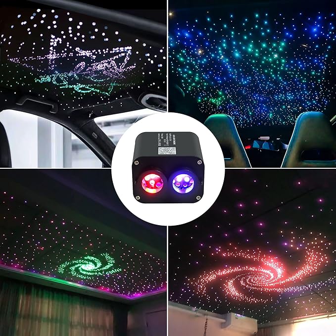 ATOKEE Twinkle 900pcs Starlight Headliner Kit, 20W Dual Color Dual Head 0.03in 9.8ft Fiber Optic Star Roof Lights for Car with APP/Remote Control