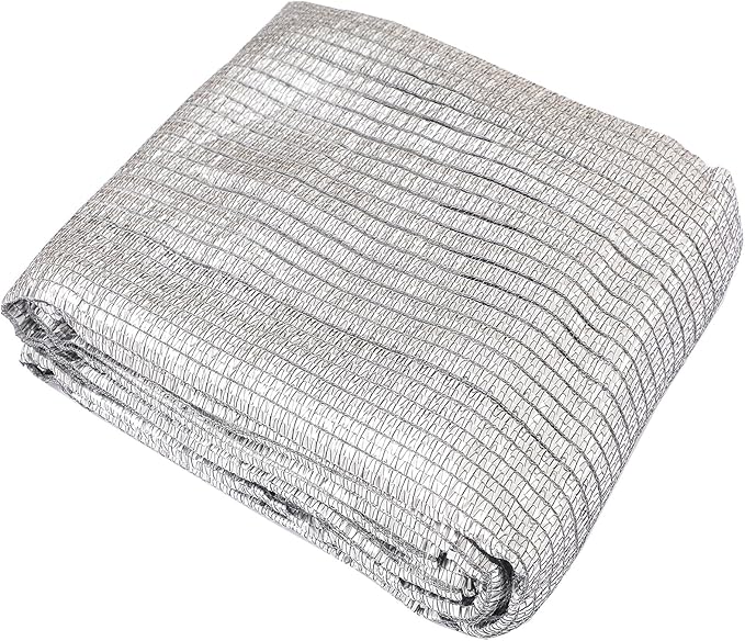 65% Aluminum Foil Shade Cloth with Grommets,12ft x 12ft, Mesh Sun Block Fabric Cover, Canopy, Privacy Screen for Outdoor Patio, Garden, Backyard, Silver