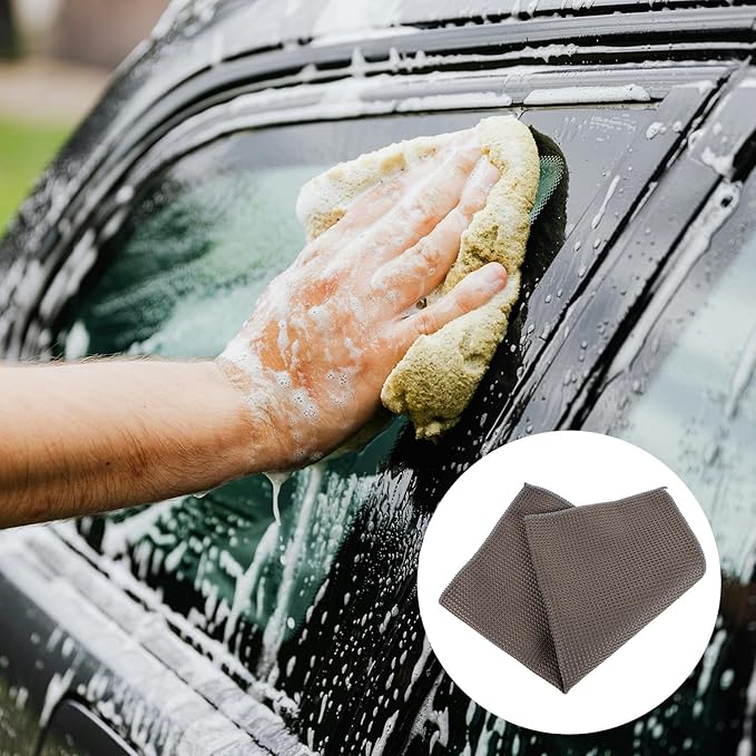 Microfiber Car Care Towel 40x40cm Absorbent Auto Detailing Cloth Gray Waffle Pattern for Interior and Exterior Car Maintenance Supplies