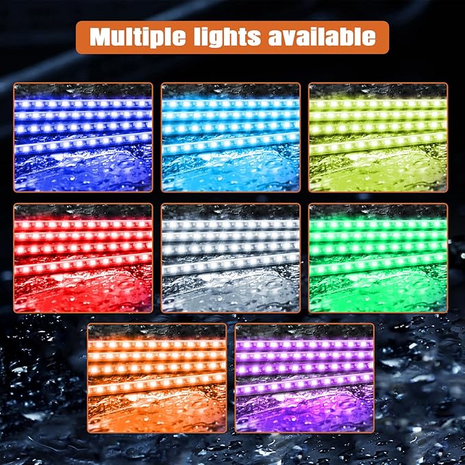 Wuyaoyao Car LED Interior Light, 48 LED Lights Multicolor Music Car Strip Light, Car Strip Light with Sound Active Function and Remote Control, Under Dash Lighting Kit (Cigarette Lighter+Remote)
