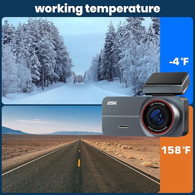2.5K Dash Cam Front and Rear with 64GB Card, Car Camera with 3.39" IPS Screen, WDR Night Vision, Parking Monitor, G-Sensor Dash Camera