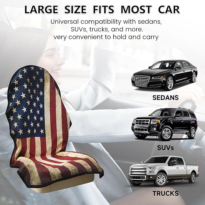 Car Seat Covers 1 Pack Waterproof Towel Car Seat Cover Universal Fit for Most Trucks SUV Fitness Athletes Pets Gym and Water Sport,American Flag