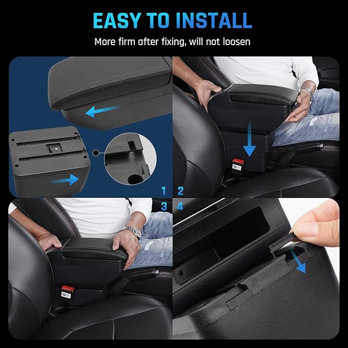 YJYWZH Armrest Box for Nissan Versa 2007-2011 Center Storage Box Hand Interior Centre Consoles with Cup Holder Arm Rest Double-Layer Accessories Black (Black with Black Thread)