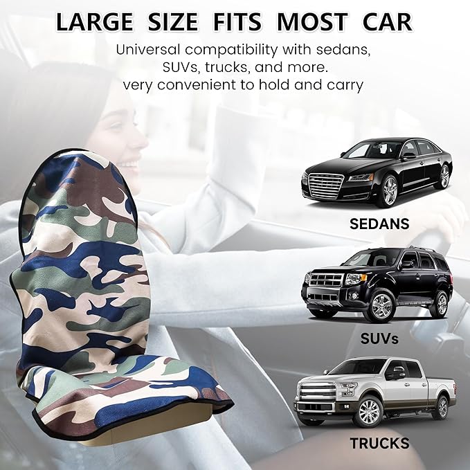 Car Seat Covers 2pcs Waterproof Towel Car Seat Cover Universal Fit for Most Trucks SUV Fitness Athletes Pets Gym and Water Sport,Camouflage