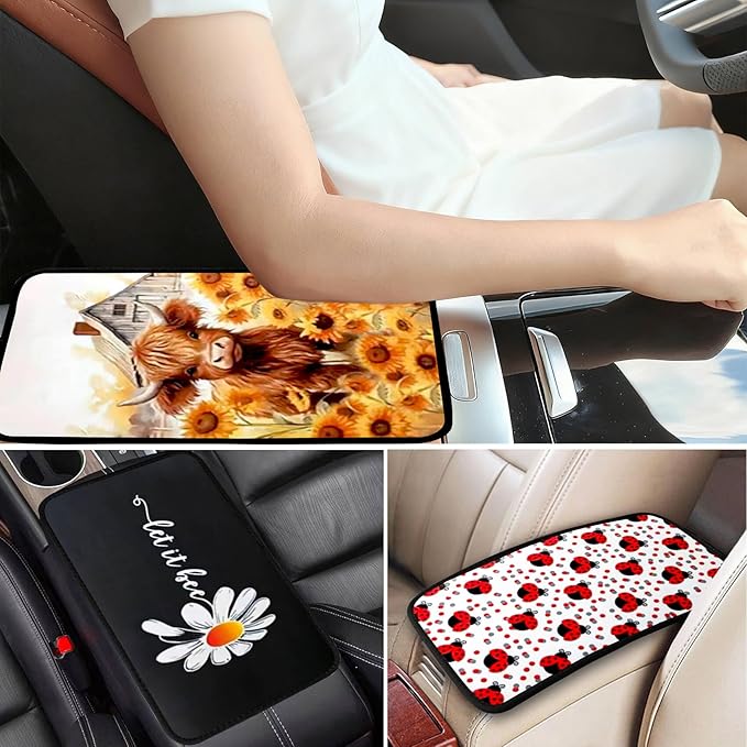 Cool 12 Gauge Vehicle Center Console Armrest Cover Pad,Bullet Car Accessories Soft Middle Console Cushion Pad,Auto Arm Rest Mat Decor Bullets Gifts for Women Men Dad for Most Vehicle SUV Truck