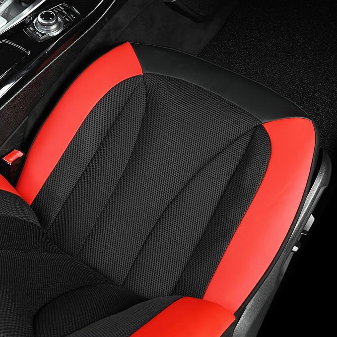 GIANT PANDA Fit Subaru Outback Forester Crosstrek Legacy Impreza Front Car Seat Cover, 3D Air Mesh Breathable Seat Protector, Red+Black(2-Pack
