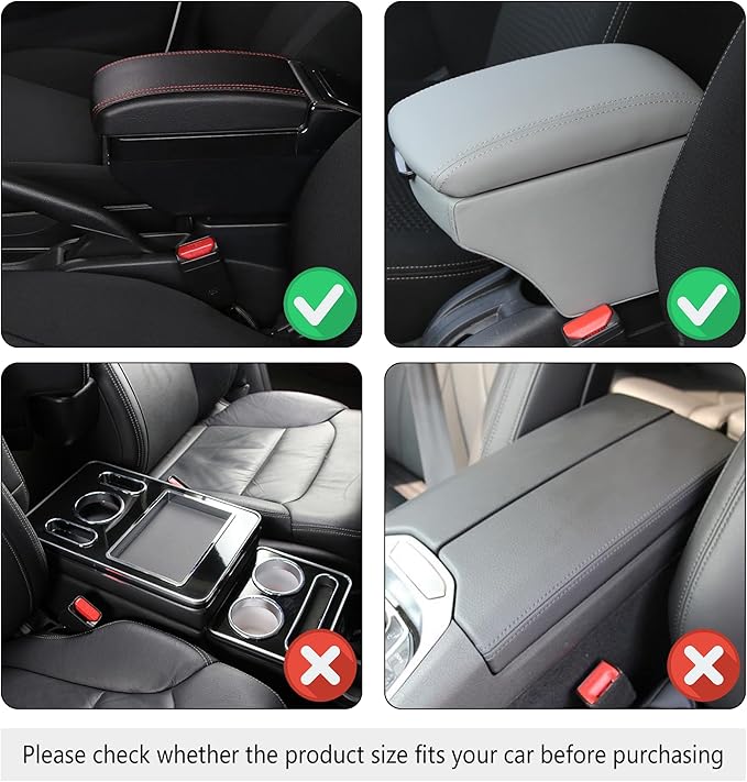 Stylish Car Center Console Cover,PU Leather Car Armrest Cover Prevent Scratches on Center Console,Universal Car Armrest Cushion Car Accessories Interior for Car SUV Truck (Black)
