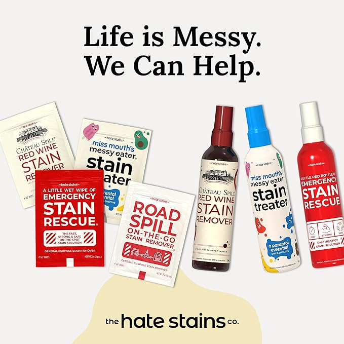 Chateau Spill Red Wine Stain Remover Wipes - 5 Count Individually Wrapped to go Wipes for Stubborn Stains on Clothes, Tablecloth, Carpet, Upholstery and Laundry