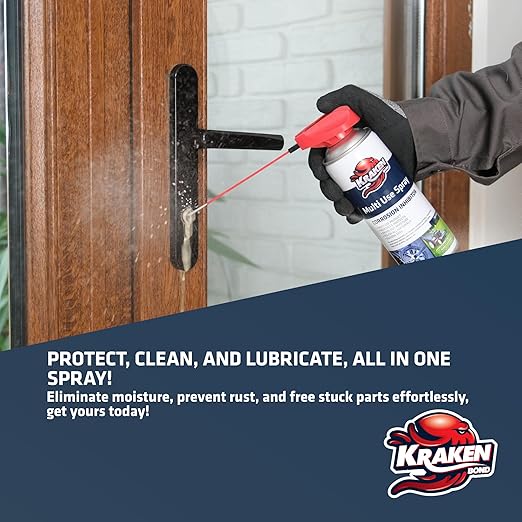 Kraken Bond Multi Use Spray (1 x11 oz.) - Corrosion Inhibitor, High-Performance Penetrating Oil Lubricant for Home & Automotive, Perfect for Garage Doors, 360° Easy to Use & No Residue | 1 Pack
