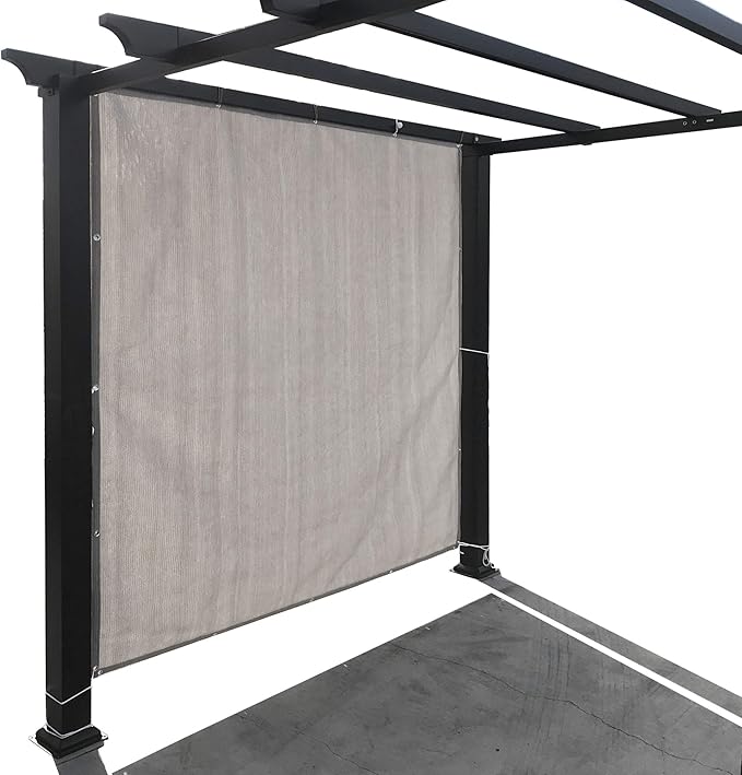 Alion Home Sun Shade Privacy Panel with Grommets and Hems on 4 Sides for Patio, Awning, Window, Pergola or Gazebo - Smoke Tan (8' x 10')