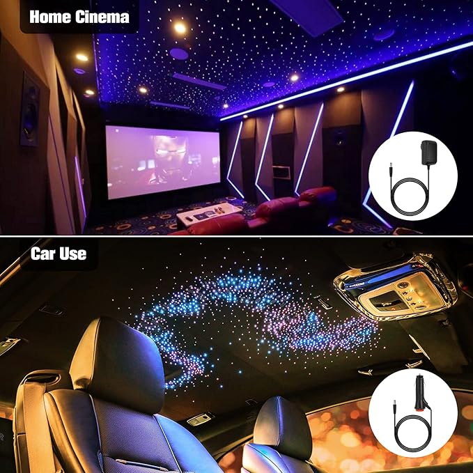 CHINLY Two-Color 1000pcs Twinkle Starlight Headliner Kit 1000 Piece Star Lights for Car,13.1ft Car Star Lights,APP RGBW Fiber Optic Lights Starlights Headliner Kit for Home Theater