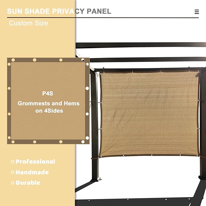 Sun Shade Privacy Panel with Grommets on 4 Sides for Patio, Awning, Window Cover, Pergola or Gazebo (Walnut, 8' x 5')