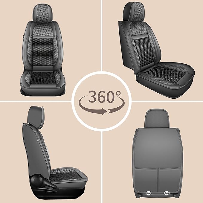 TTX LIGHTING for Subaru Ascent 2019-2026 Car Seat Covers, Breathable Ice Silk & Leather Seat Protector, Cool & Anti-Sweat for Long Driving, Airbag Compatible, 2 Front Seats (Black&Gray)