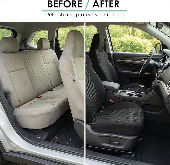FH Group Car Seat Covers Classic Cloth Seat Covers Full Set with Gift β Universal Fit for Cars Trucks & SUVs (Black) FB102114