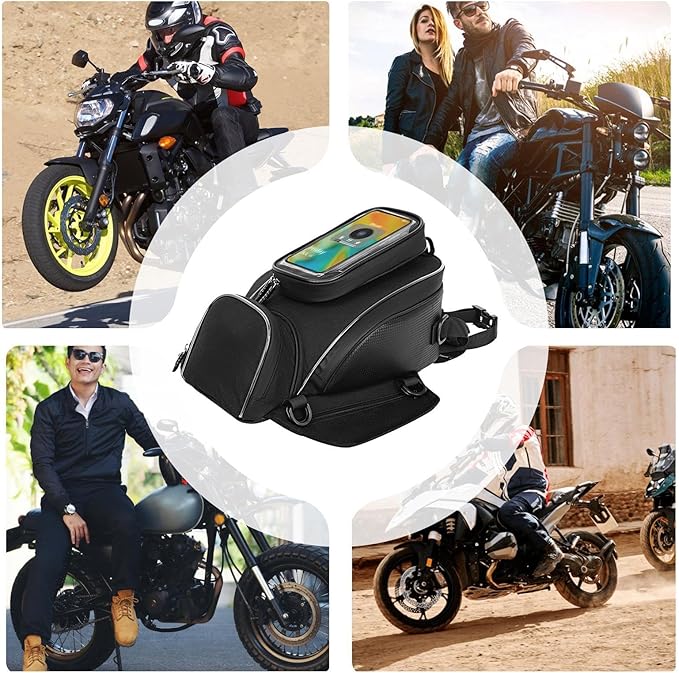 Motorcycle Tank Bag for BMW K1600B K1600GT K1600GTL K1600 B GT GTL, Oxford Magnetic Motorbike Bag Water-Resistant Motorcycle Gas Tank Bag with Magnets and Straps for Touring,B/Strap