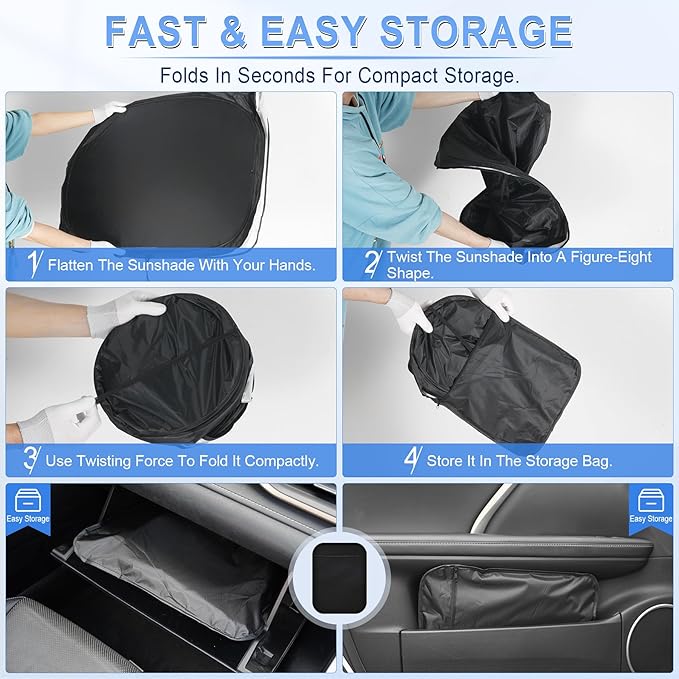 LivTee Car Windshield Sun Shade–300T Polyester, Double-Layer Design, Foldable Sunshade for Small Sedans & Mini SUV, UV & Heat Protection, Automotive Interior Sun Shield, Car Accessories(57.08"x31.5")