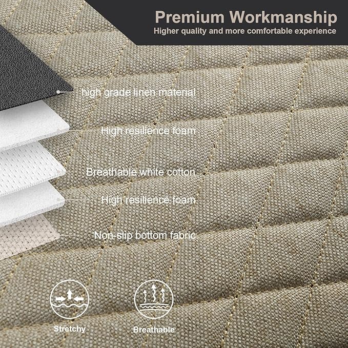 West Llama Linen Car Seat Covers,Bottom Seat Covers for Cars Include 2 Piece Front Driver Seat Pad Mat Universal Fits 90% Vehicles,SUVs,Cars,Sedans(2Piece-Beige)