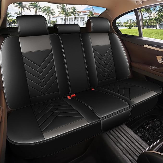 AOMSAZTO Car Seat Cover for Chevrolet Chevy Cruze 2011-2019 Full Set, Leather Car Seat Protector Waterproof, Non Slip Car Seat Cushion, Interior Seat Covers Automotive Accessories - Black&Grey