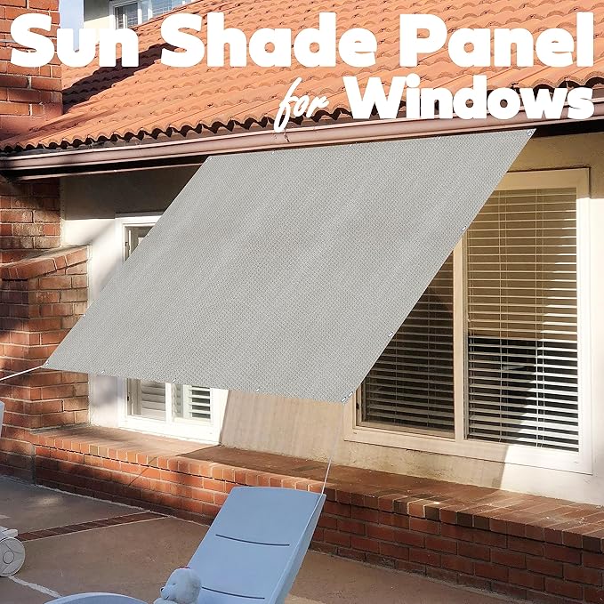 Alion Home Sun Shade Privacy Panel with Grommets and Hems on 4 Sides for Patio, Awning, Window, Pergola or Gazebo - Smoke Tan (10' x 10')