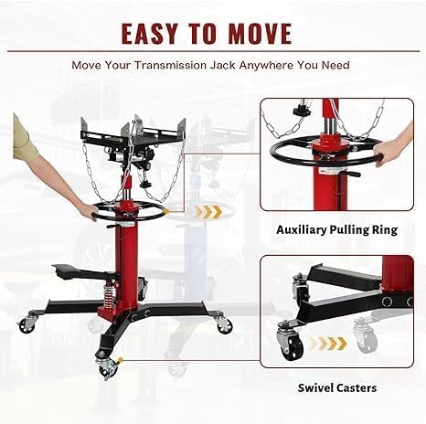 Transmission Jack with Wheels-Hydraulic Transmission Jack with Foot Pedal, 1/2Ton(1322LBS) High Telescoping Lift Jacks 33.8" to 72.8" for Garage and Shop