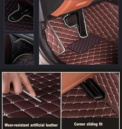 Custom Floor Mats for Cars，Luxury Full Coverage All Weather Car Floor Mats，Leather Car Mat Set ， Floor Mats for 99% of Cars, Trucks & SUVs (Beige)