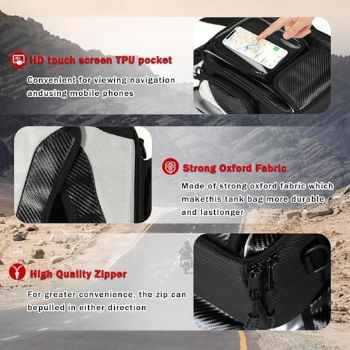 Motorcycle Tank Bag for BMW G310GS G310R G310 RG 310 GS G 310R, Magnetic & Strap Mount Tank Bag for Motorcycles, Motorcycle Touring Navigation Luggage Bag Tank Bags, B Magnetic