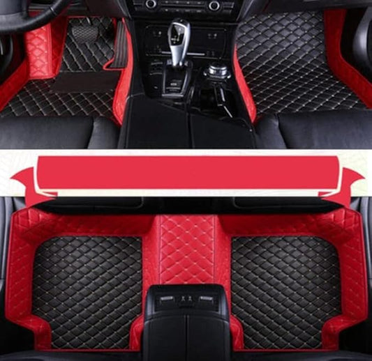 Car Floor Mats Automotive Floor Mats Vehicle Specific All Weather Protection Custom Compatible with Most of 98% Cars SUVs (Red and Black)