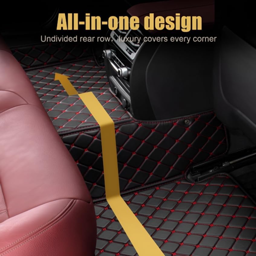 Add Personal Touch to Your Vehicle with IMEISH Customizable Logo Text Car Mats for 99% of vehiclesPads Protection Non-Slip Leather Floor Liners (Light Brown and Black Beige)