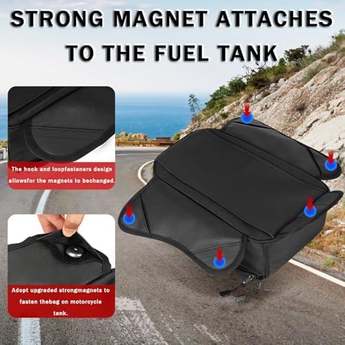 Motorcycle Tank Bag for Harley Davidson Pan America 2020-2024, Magnetic & Strap Mount Tank Bag for Motorcycles, Motorcycle Touring Navigation Luggage Bag Tank Bags, B Magnetic