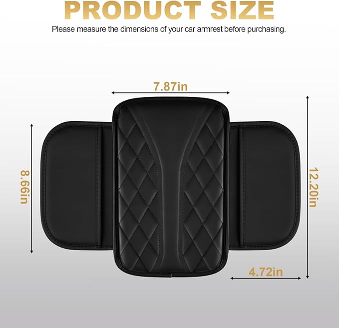 Center Console Cover Fit for Camry Scratch & Wear Resistant Waterproof Middle Console Cover with 2 Storage Bags(Black)