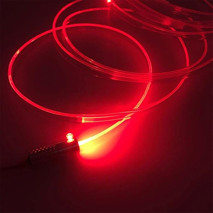 3m/9.8ft 5m/16ft Car Home LED Strip Ambient Light 2mm Plastic Optic Fiber Cable Skirt Tube Kit with 12V LED Light Source Illuminator (Red,3m/9.8ft)