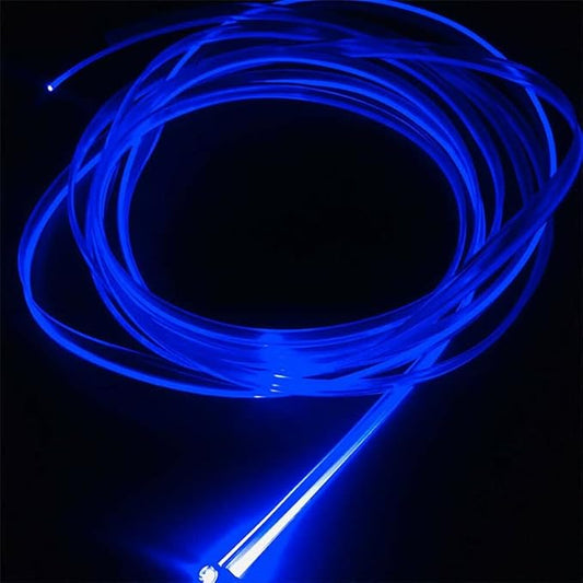 3m/9.8ft 5m/16ft Car Home LED Strip Ambient Light 2mm Plastic Optic Fiber Cable Skirt Tube Kit with 12V LED Light Source Illuminator (Blue,5m/16ft)