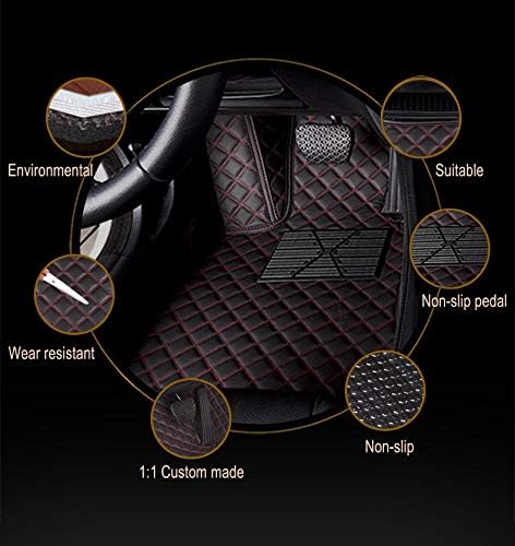 Custom Car Floor Mat Compatible with BMW Mercedes-Benz Toyota Cadillac Lexus Honda Infiniti Nissan Hyundai Kia Audi All Models Cars Sedans SUVs Automotive Mats (Red Stripe)