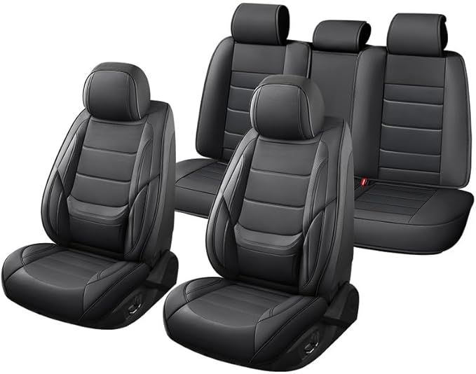 Car Seat Covers Custom Fit for Chevrolet/Chevy Colorado 2015-2026 , Premium Faux Leather Waterproof Car Seat Protectors with Lumbar Support, Breathable Anti-Slip Easy to install(Black,Full set)