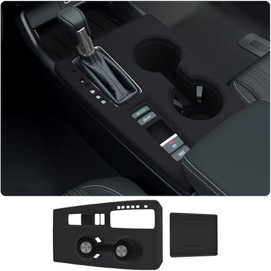 Silicone Car Gear Shift Panel Cover for Honda Civic 2022-2025 CVT Accessories Center Console Wireless Charging Pad Black Anti-Scratch Cup Holder Protector(Not for Hatchback e:HEV Hybrid)