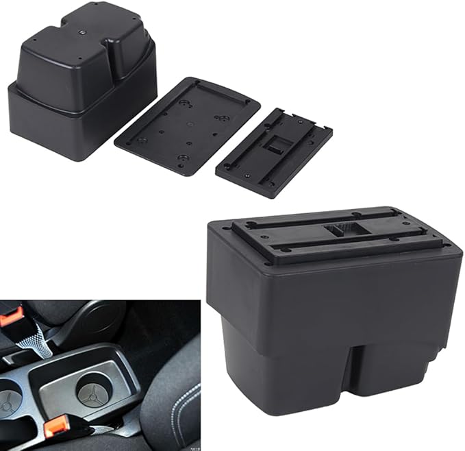 AULPHIKE Compatible with Ford Fiesta Armrest 3 MK7 2009-2017 Car Center Console Organizer Armrests Double Layer Storage with USB Ports（Carbon Fiber Style）