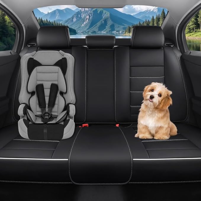 Car Seat Covers Full Set Custom Fit for Chevy Trax 2015-2026-Luxury Leather with Lumbar Support, Breathable, Waterproof, Anti-Slip, Durable, Easy to Install (Black&White,Full Set)