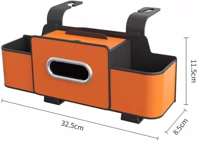 Car Organizers and Storage Box Behind Seat, Car Organizer Back of Seat, 4 in 1 Multifunctional Cars Organizer, For Snacks, Drinks, Bag Hook, Keep Tidy & Organized (Orange)