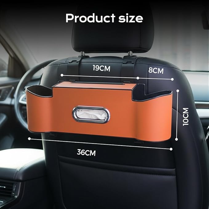 3-in-1 Car Backseat Organizer, 2026 New Multifunctional Back Seat Car Organizer with Cup Holder, Tissue Box, Trash Bin & Hooks for Hold Phones, Snacks, Drinks, Handbags (2, Red)