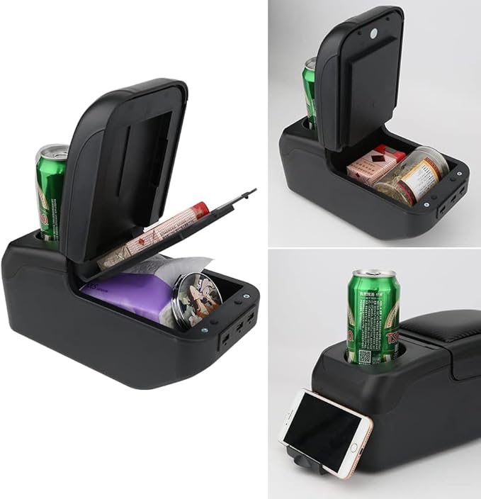 AULPHIKE Compatible with Nissan Note Armrest E-Power Center Console Organizer Armrests Double Layer Storage Space with USB Ports