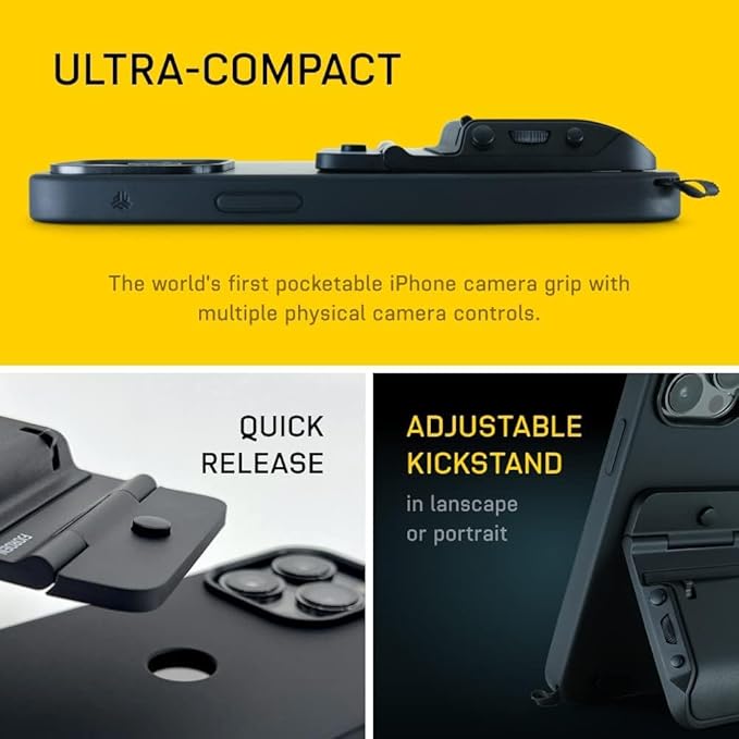 FJORDEN Pro Bundle for iPhone 16 Pro - Includes Fjorden Camera Grip, (MagSafe Compatible) iPhone Case, Black Rope Strap & Carry Case - Shoot Like A Pro with Your iPhone