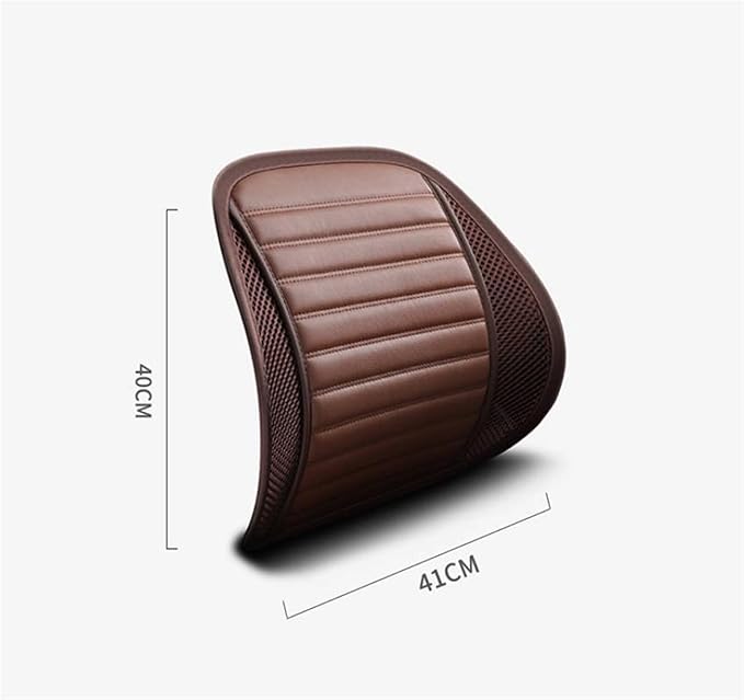 Leather Lumbar Support Seat Cushion with Mesh Breathable Car Seat for Lower Back Pain, Ergonomic Backrest for Office Chairs Car(Brown)