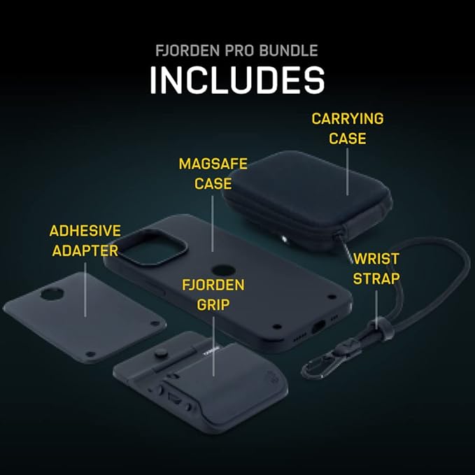 FJORDEN Pro Bundle for iPhone 12 Pro Max - Includes Fjorden Camera Grip, MagSafe iPhone Case, Wrist Strap & Carry Case - Shoot Like A Pro with Your iPhone